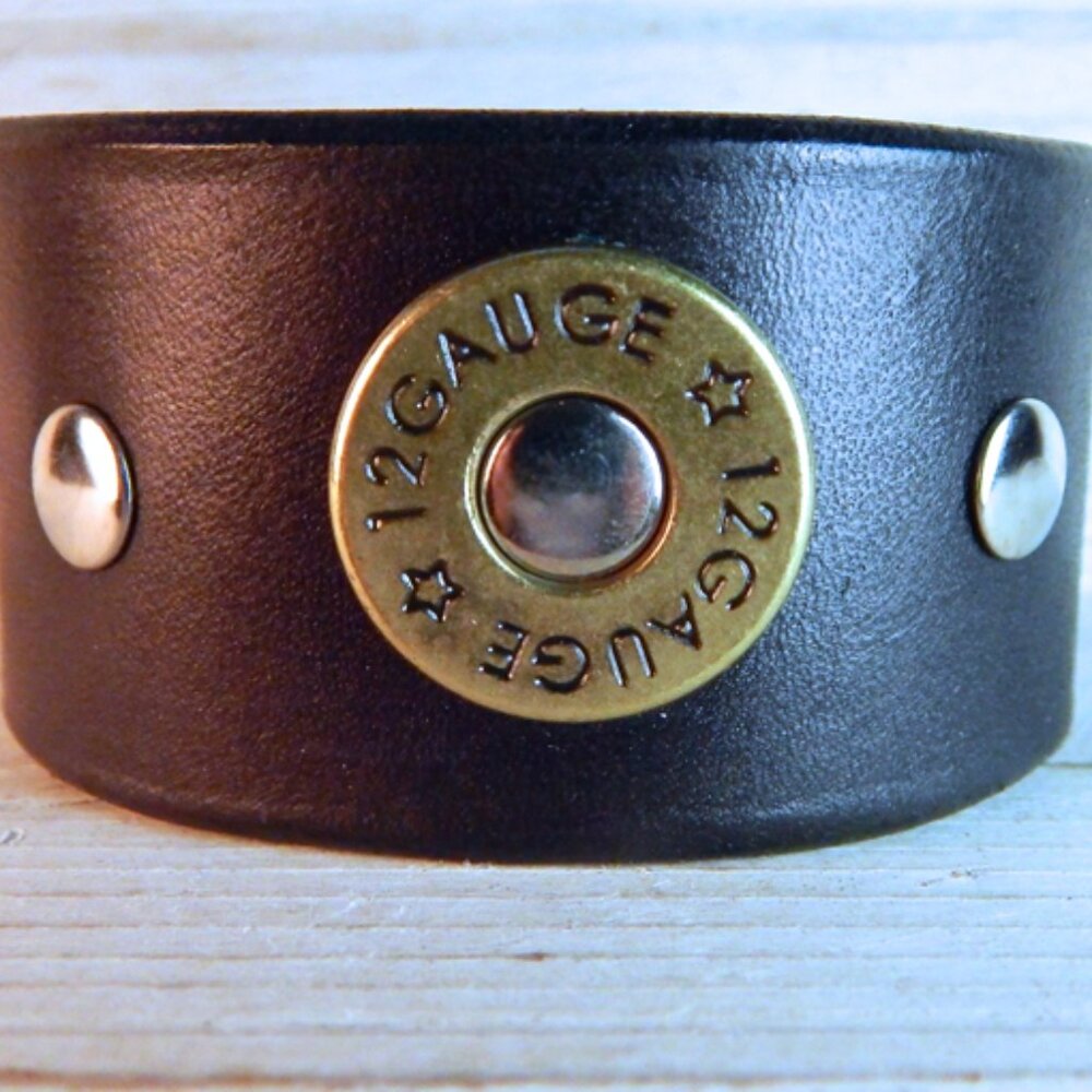 GENUINE LEATHER CUFF - 12 GAUGE RIVETS - HANDMADE "USA"